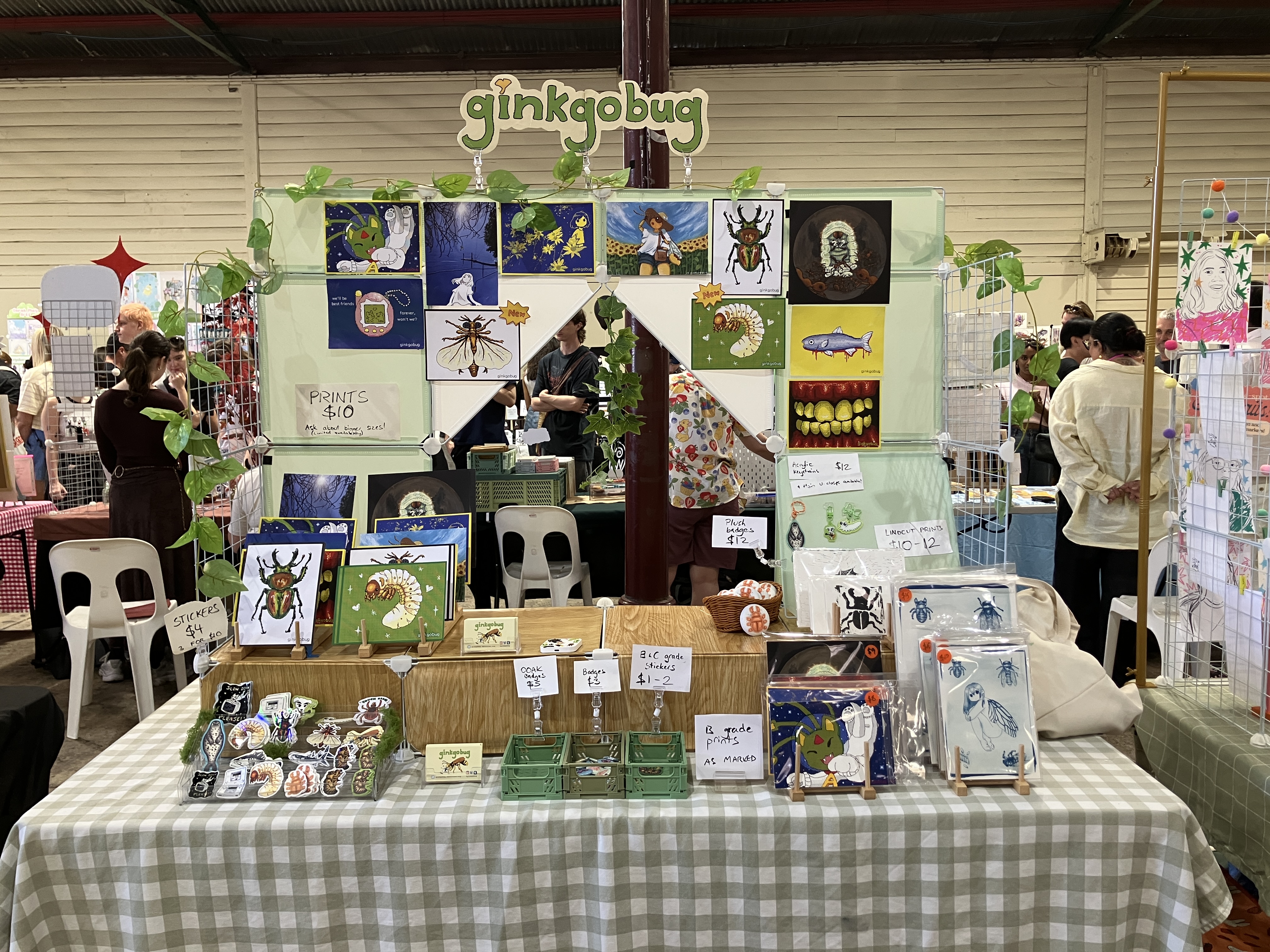 ginkgobug's booth at Brisbane Illustration Fair, April 2026